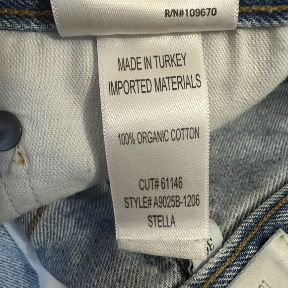 AGOLDE Stella Jean Shorts Blue Denim High Rise Frayed Distressed - Picture 11 of 12